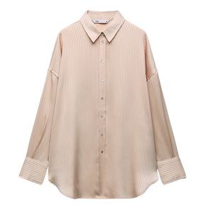 STRIPED STRUCTURED SATIN EFFECT SHIRT